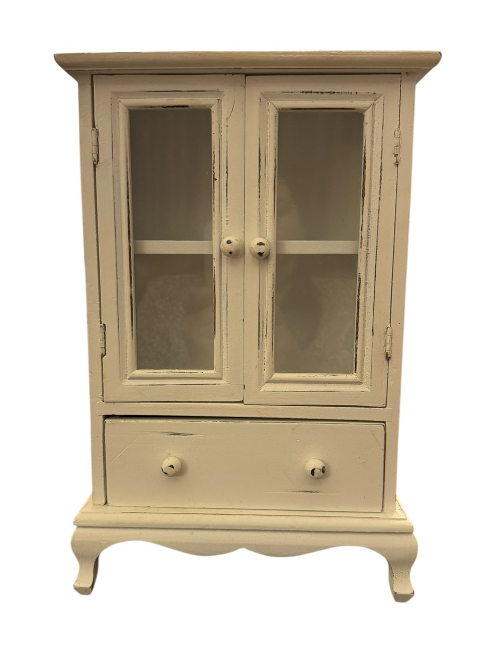 Cream Vintage-Style Display Cabinet Jewelry Box